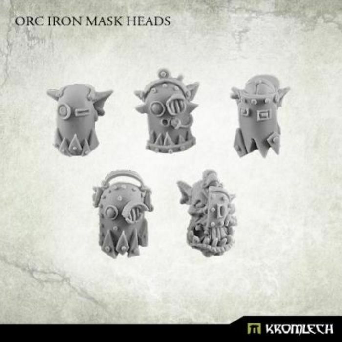Kromlech Orc Iron Mask Heads New - TISTA MINIS