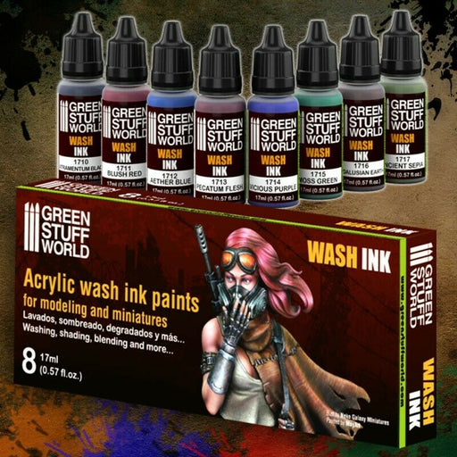 Green Stuff World Set x 8 Acrylic Wash Ink Paints New - TISTA MINIS