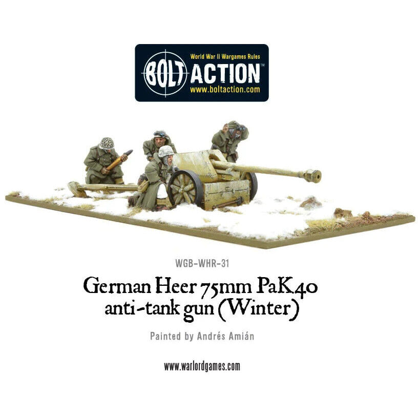 Bolt Action	German Heer 75mm Pak 40 Anti Tank Gun (Winter) New - Tistaminis