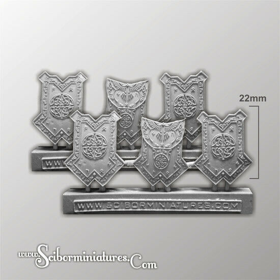 Scibor Miniatures Dwarven Veterans Shields set1 (6) New - TISTA MINIS