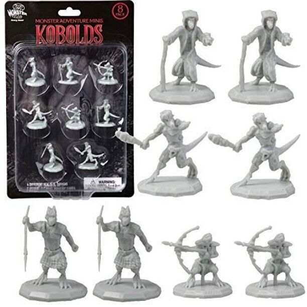 MONSTER MINIATURE FIGURE SET UNPAINTED KOBOLDS 8pk New - Tistaminis