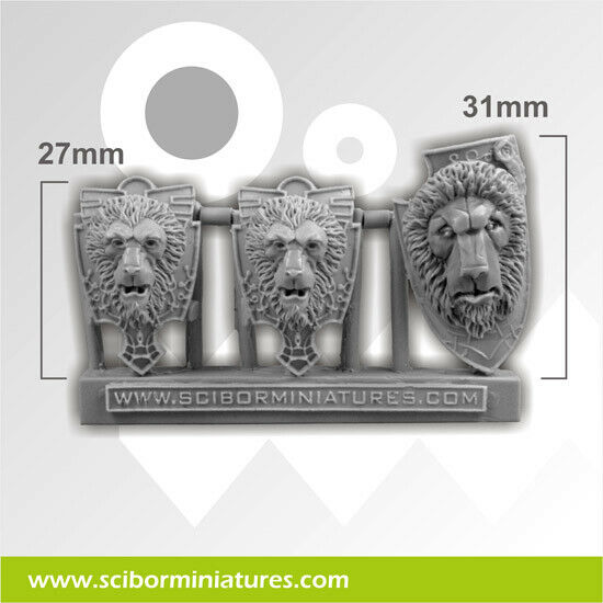 Scibor Miniatures Lion Shields (3) New - TISTA MINIS