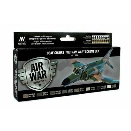 Vallejo VAL71204 USAF COLORS VIETNAM WAR SCHEME SEA MODEL AIR Paint Set New - TISTA MINIS