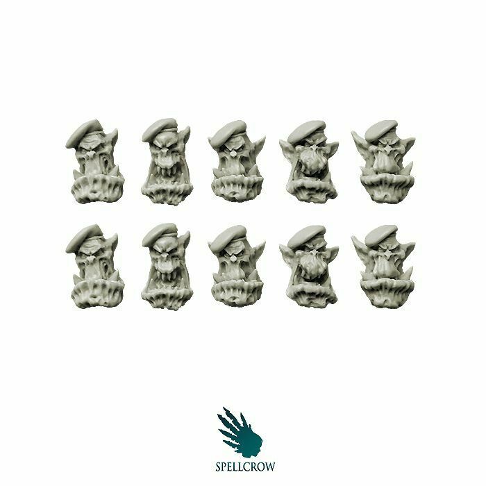 Spellcrow Orcs Bulky "Green Berets" Heads - SPCB5123 - TISTA MINIS