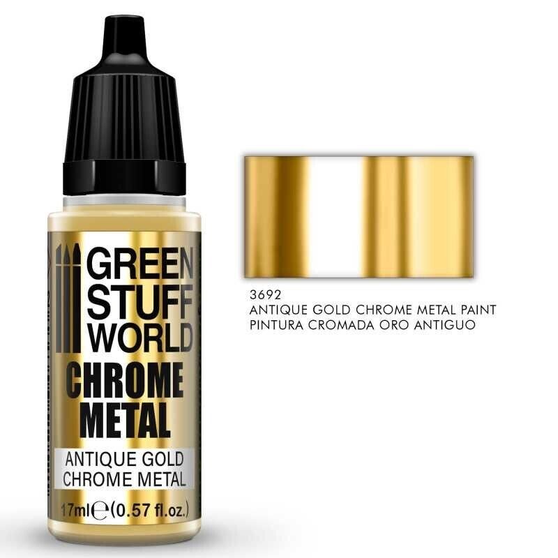 Green Stuff World Chrome Paint - ANTIQUE GOLD 17ml New - Tistaminis