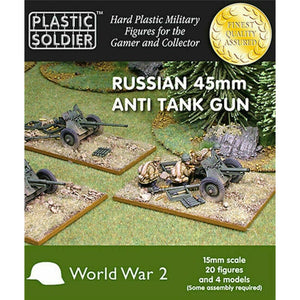 Plastic Soldier Company 15MM RUSSIAN 45MM ANTI TANK GUN - 20 pcs New - TISTA MINIS
