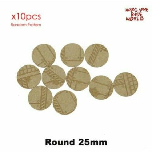 Warhammer Hobby Model Factory Pattern Bases 25mm Round MDF - TISTA MINIS