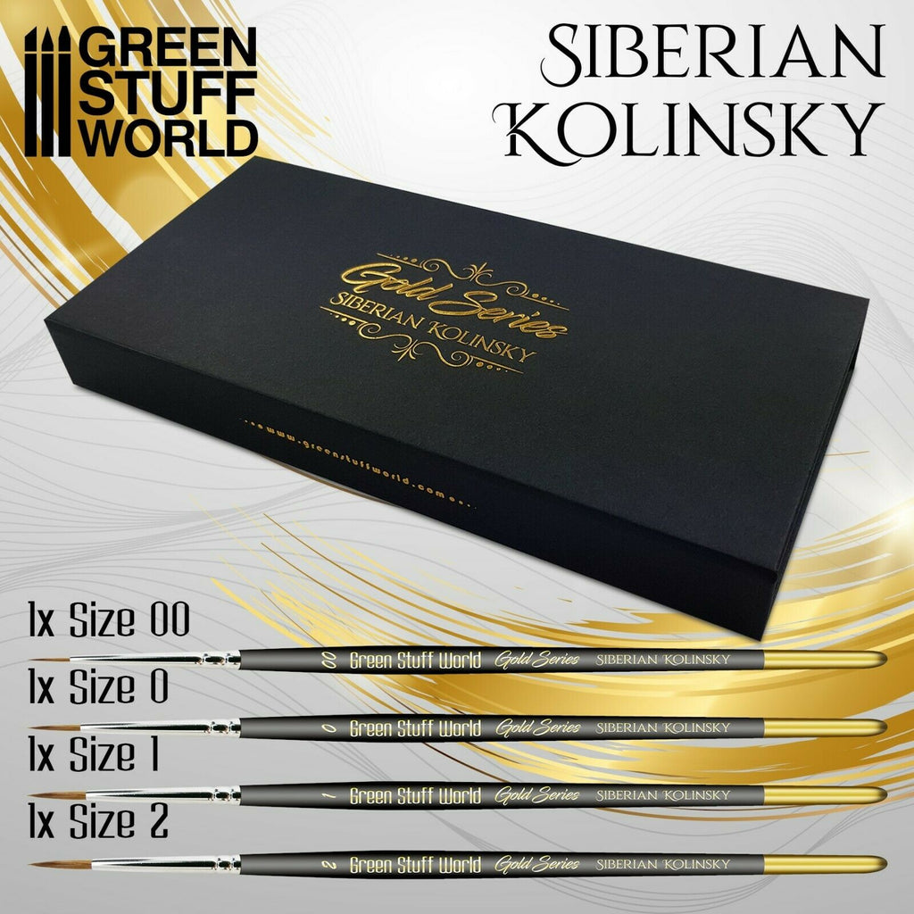 Green Stuff World Gold Series Siberian Kolinsky Brush Set New - Tistaminis