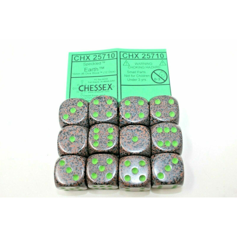 Chessex Dice 16mm D6 (12 Dice) Speckled Earth CHX25710 | TISTAMINIS