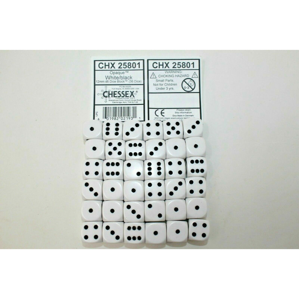 Chessex Opaque White/Black Dice - CHX25801 | TISTAMINIS