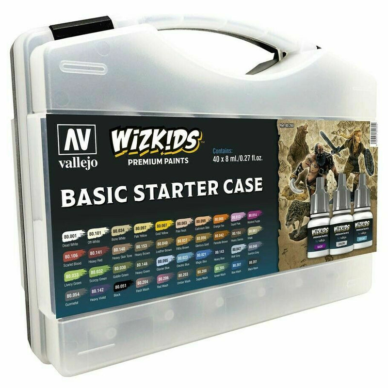 Vallejo Wizkids Premium Paint Sets: Basic Starter Case - 40 Color (VAL80260) New - TISTA MINIS