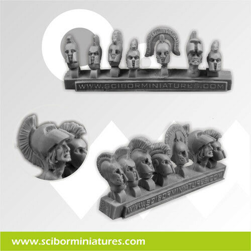 Scibor Miniatures Spartan Heads set#2 (8) New - TISTA MINIS