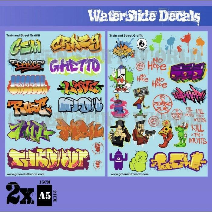 Green Stuff World Decal sheets - Train & Street Graffitis MIX New - Tistaminis