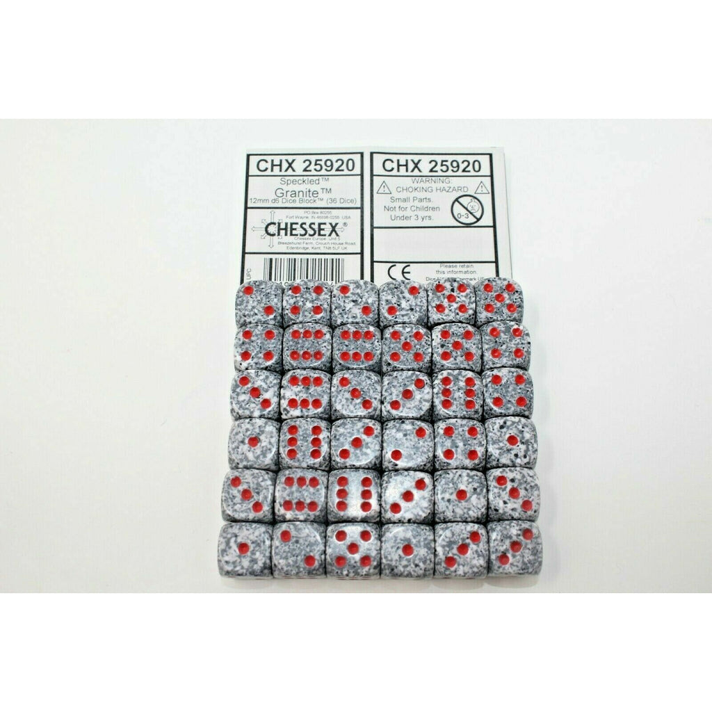 Chessex Dice 12mm D6 (36 Dice) Speckled Granite - CHX25920 | TISTAMINIS