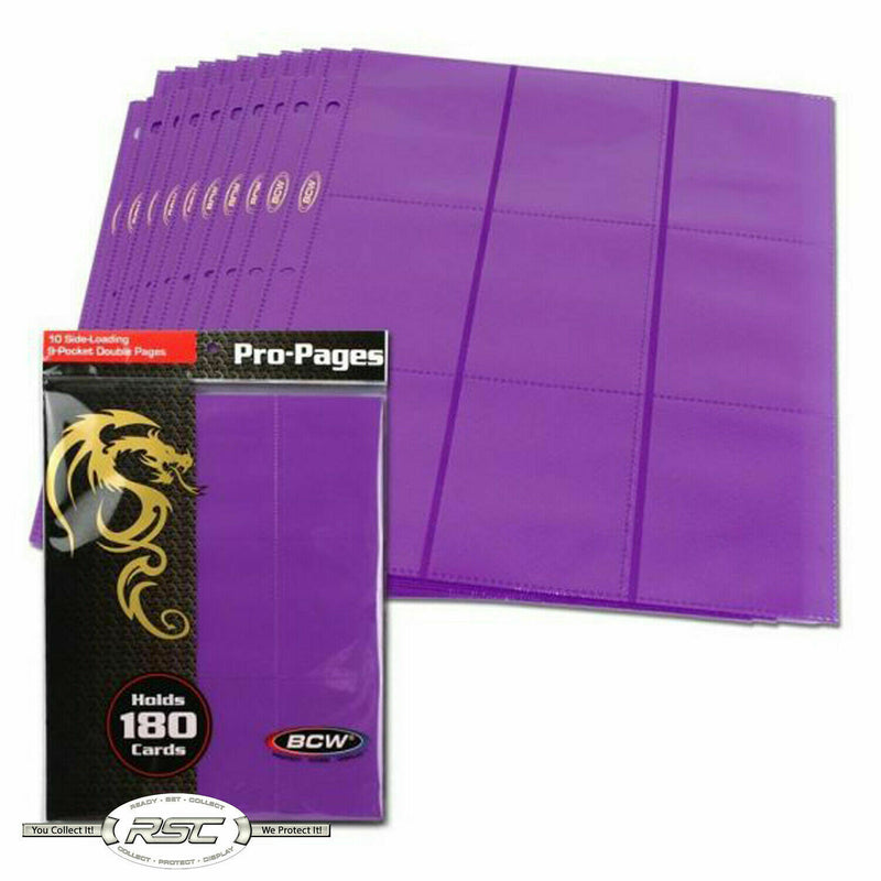 BCW Pro Pages 18 Pocket Sideloading Sheets Purple New - Tistaminis