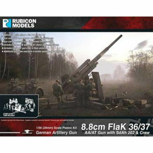 Rubicon German 8.8cm FlaK 36/37 AA/AT Gun with SdAh 202 & Crew New - Tistaminis