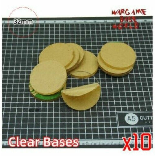 Tabletop Miniatures Clear Acrylic Bases - 32mm x10 New - TISTA MINIS