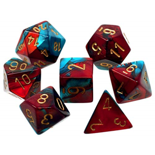 Chessex Gemini Red-Teal/Gold 7pc Dice Set CHX26462 New - TISTA MINIS