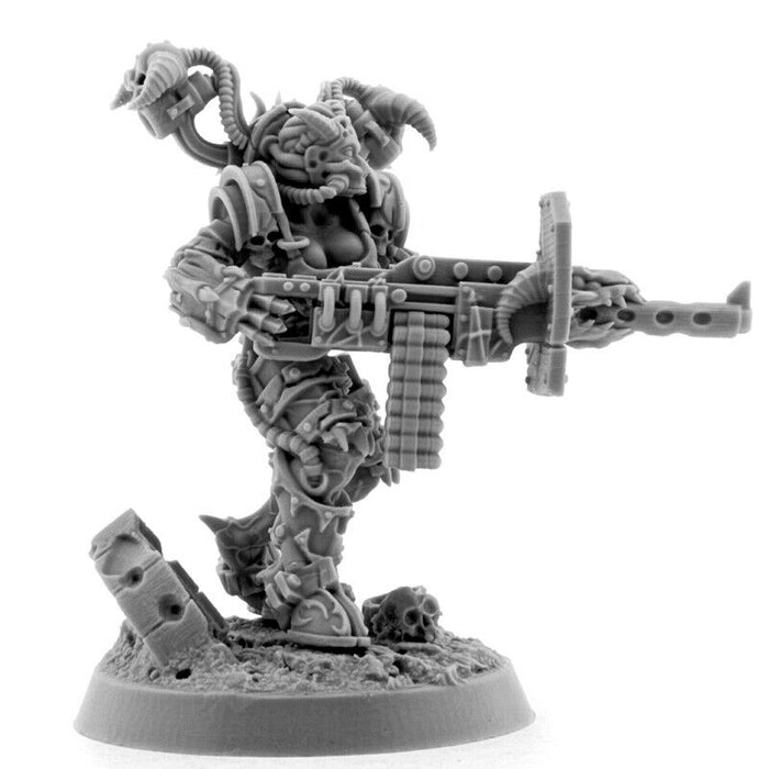 Wargames Exclusive - CHAOS POSSESSED CULTIST WITH HEAVY MACHINE GUN New - TISTA MINIS