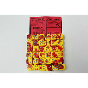 Chessex Gemini Red-Yellow / Silver 12mm d6 Dice Block - CHX26850 | TISTAMINIS