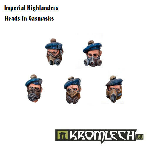 Kromlech Imperial Highlanders Heads in Gasmasks New - TISTA MINIS