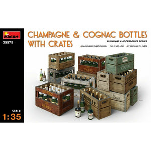 MiniArt Champagne & Cognac Bottles w/Crates (1/35) New - TISTA MINIS
