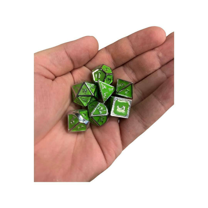 Metal Dungeons and Dragons Dice - Lime Green - Tistaminis