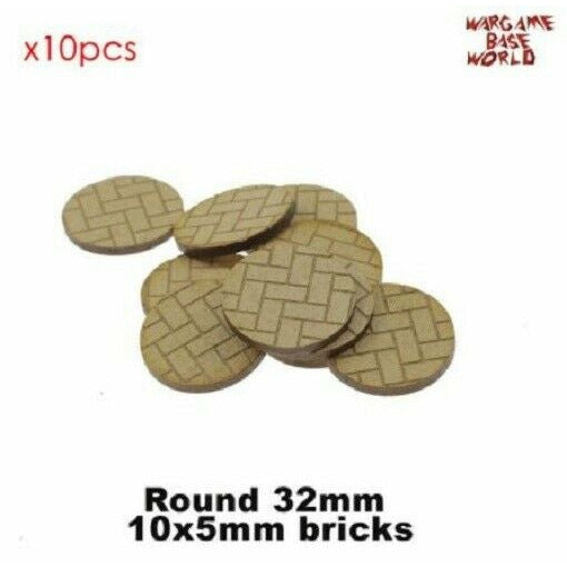 Warhammer Hobby Model Brick Pattern MDF Bases 32mm x10 - TISTA MINIS