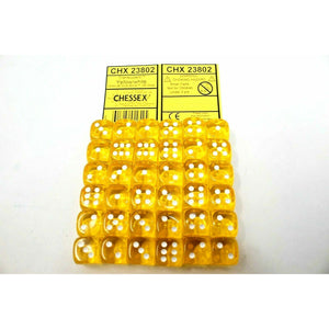 Chessex Dice 12mm D6 (36 Dice) Translucent Yellow / White CHX23802 | TISTAMINIS