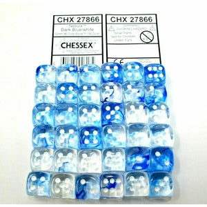 Chessex Dice 12mm D6 (36 Dice) Nebula Dark Blue/White CHX27866 - TISTA MINIS