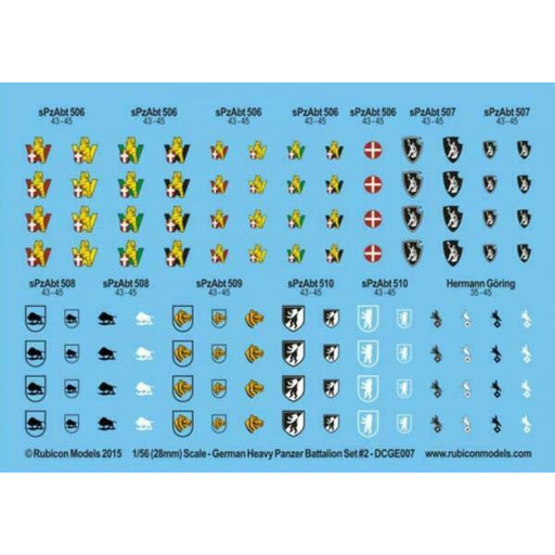 Rubicon German German Heavy Panzer Battalion Set 2 Decal Sheet New - Tistaminis