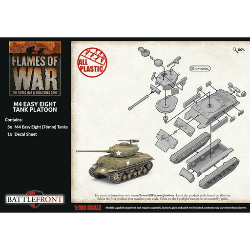 Flames of War American	M4 Easy Eight (76mm) (x5 Plastic) Nov 20th Pre-Order - Tistaminis