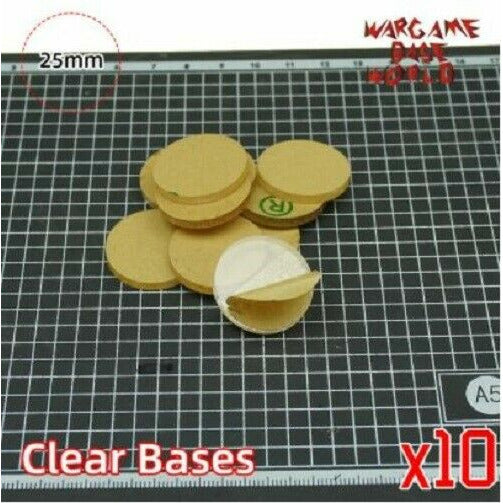 Tabletop Miniatures Clear Acrylic Bases - 25mm x10 New - TISTA MINIS