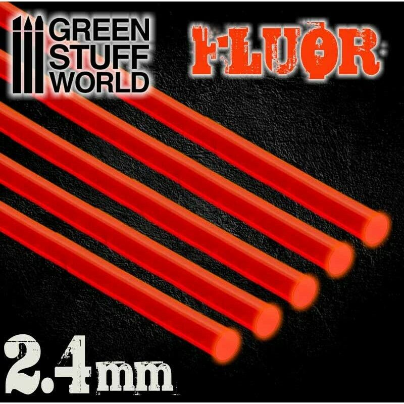 Green Stuff World Acrylic Rods - Round 2.4 mm Fluor RED-ORANGE New - TISTA MINIS