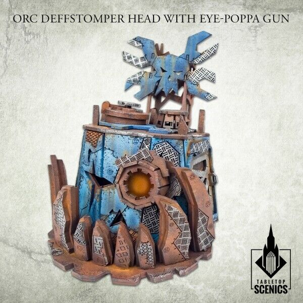 Kromlech Orc Deffstomper Head with Eye-Poppa Gun New - TISTA MINIS