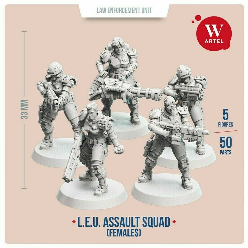 Artel Miniatures - L.E.U Female Enforcers Assault Squad 28mm New - TISTA MINIS