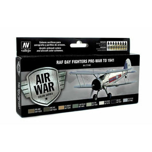 Vallejo VAL71149 RAF and FAA DAY FIGHTERS PRE-WAR TO 1941 Paint Set New - TISTA MINIS