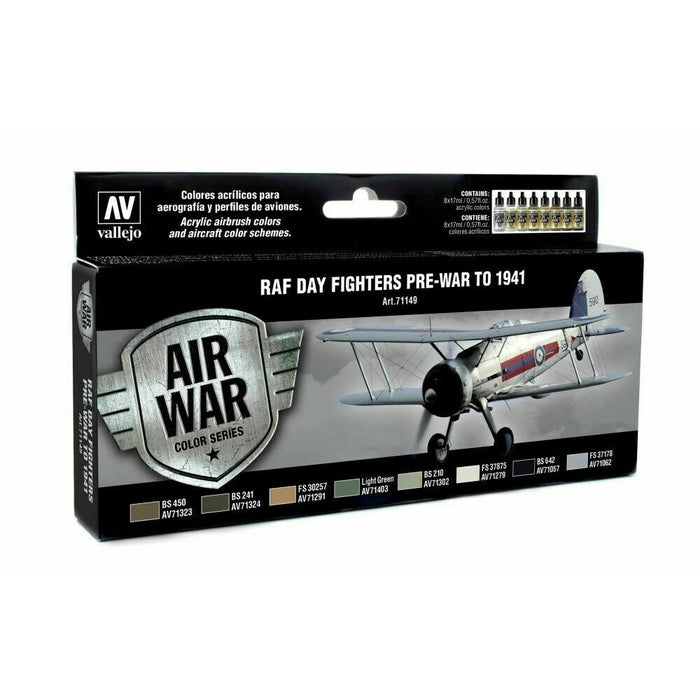 Vallejo VAL71149 RAF and FAA DAY FIGHTERS PRE-WAR TO 1941 Paint Set New - TISTA MINIS