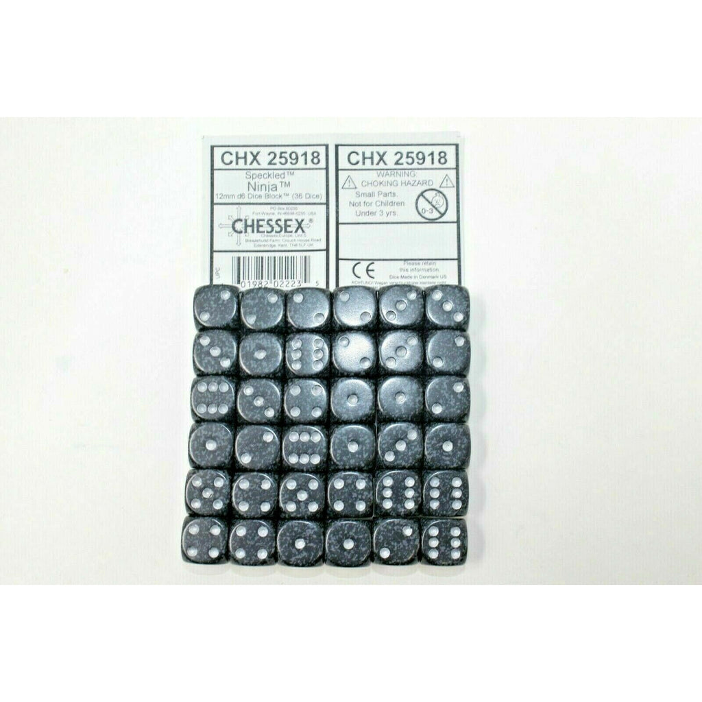 Chessex Dice 12mm D6 (36 Dice) Speckled Ninja CHX25918 | TISTAMINIS
