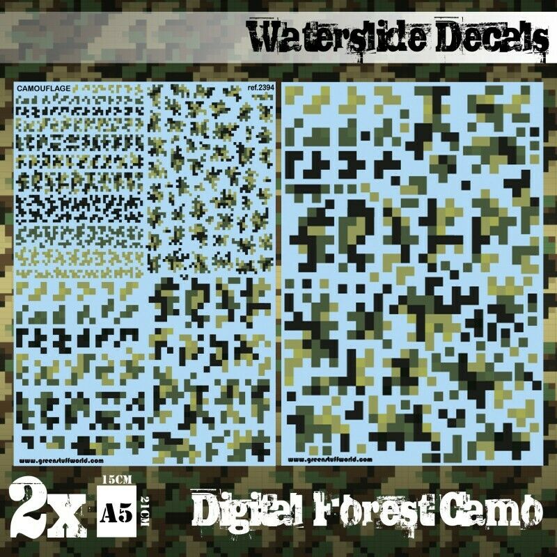 Green Stuff World Decal sheets - DIGITAL FOREST CAMO New - Tistaminis