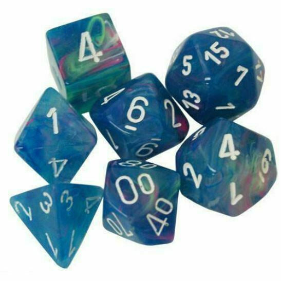 Chessex Dice Festive: 7Pc Waterlily/White - CHX27546 New - TISTA MINIS