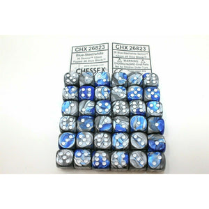 Chessex Blue Steel with White 36 Gemini 12mm Pipped Dice CHX 26823 - TISTA MINIS