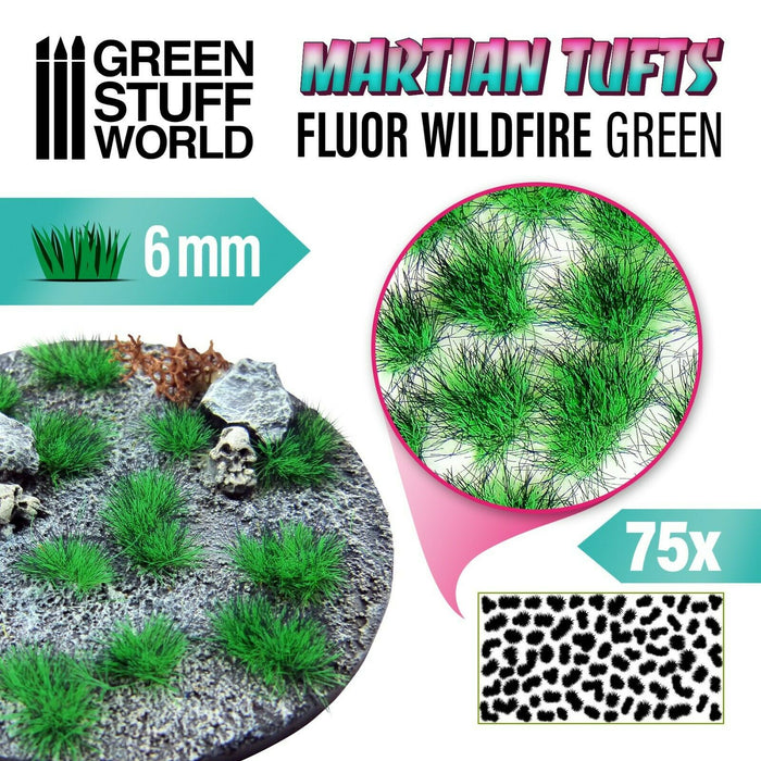 Green Stuff World Martian Tufts 6mm - FLUOR WILDFIRE GREEN New - Tistaminis