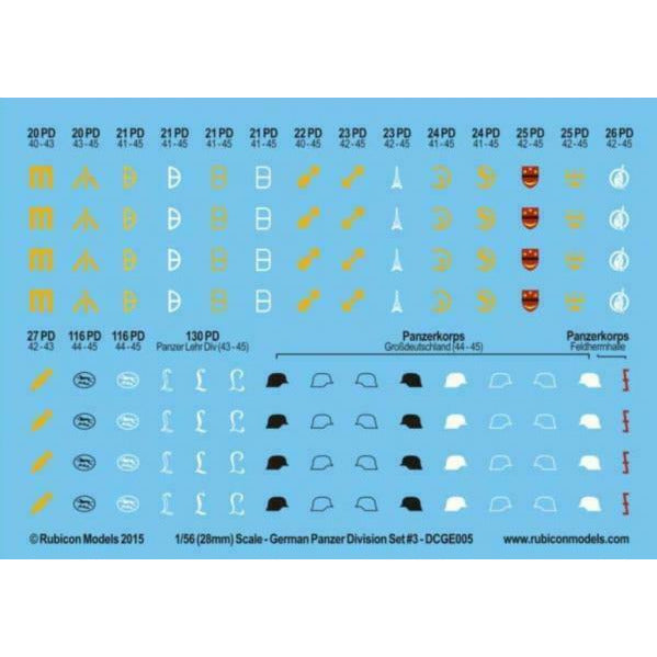 Rubicon German German Panzar Division Set 3 Decal Sheet New - Tistaminis