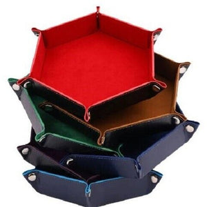 Leather Hexagonal Folding Hexagon Dice Tray Box Dice Game Tray for RPG DnD Game - Tistaminis