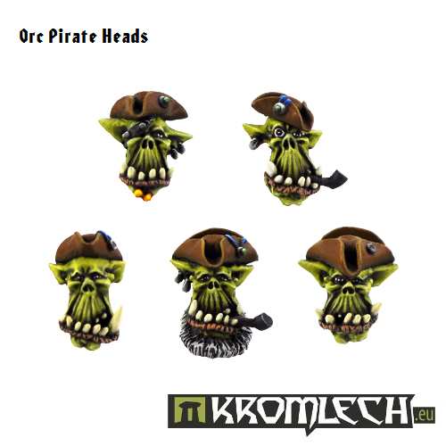 Kromlech Orc Pirate Heads New - TISTA MINIS