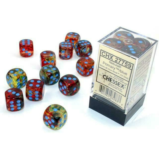 Chessex Nebula: 12D6 Primary/Blue Luminary New - TISTA MINIS