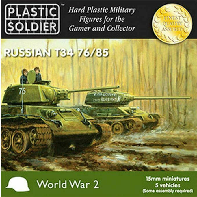 Plastic Soldier Company 15MM RUSSIAN T34 76/85 TANKS - 5 UNITS/BOX New - TISTA MINIS