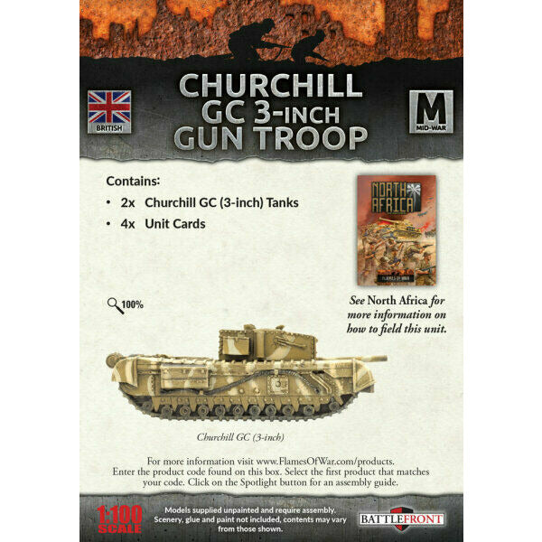 Flames of War Mid War British Churchill Gun Carrier (3-inch) Tanks (x2) New - Tistaminis