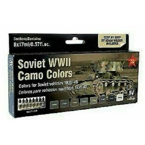 Vallejo VAL71188 SOVIET AFV WWII CAMO COLORS MODEL AIR Paint Set New - Tistaminis